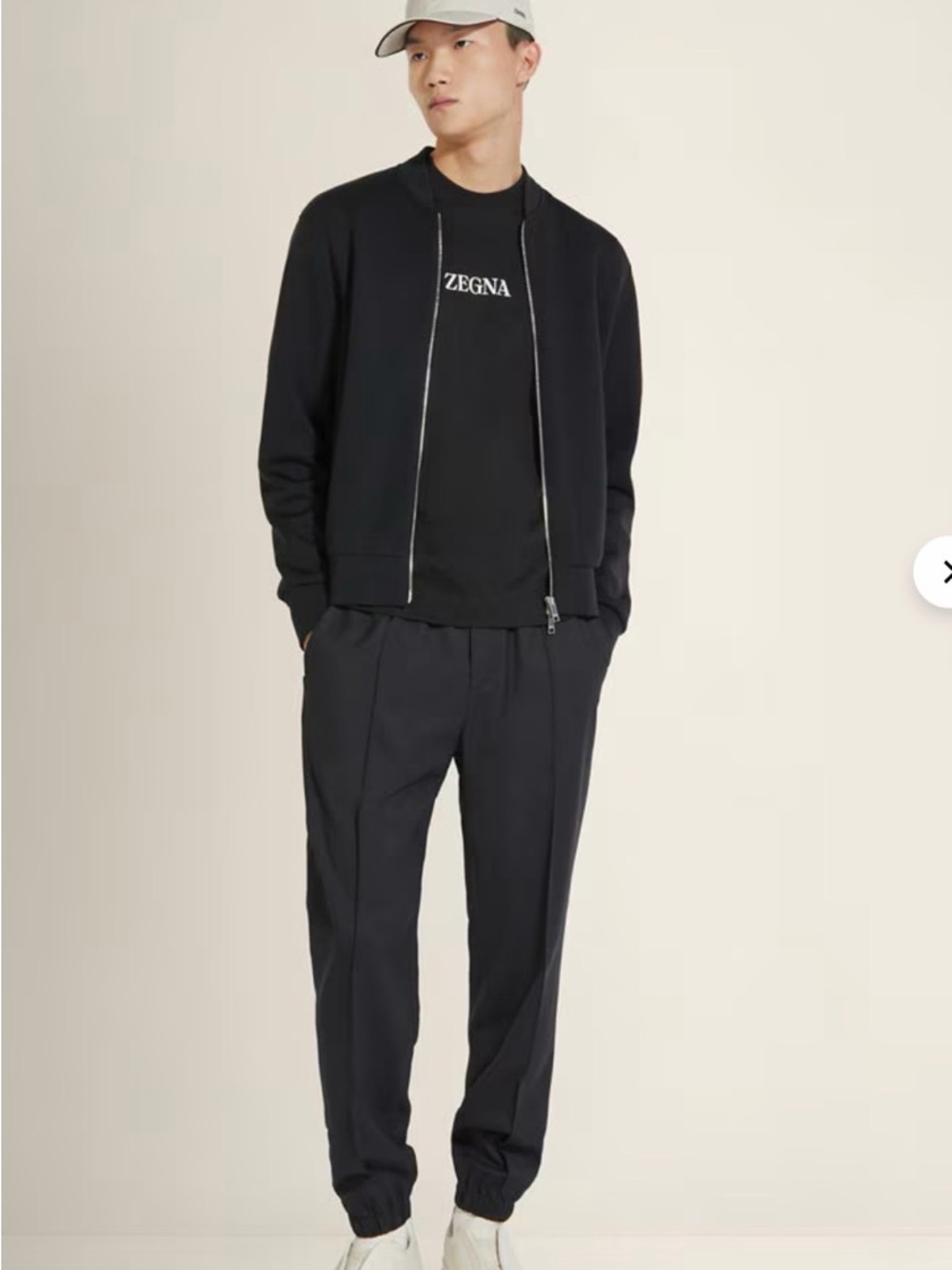 Ermenegildo Zegna Olive Color Wool Zip Jacket and matching pants outfit jogger